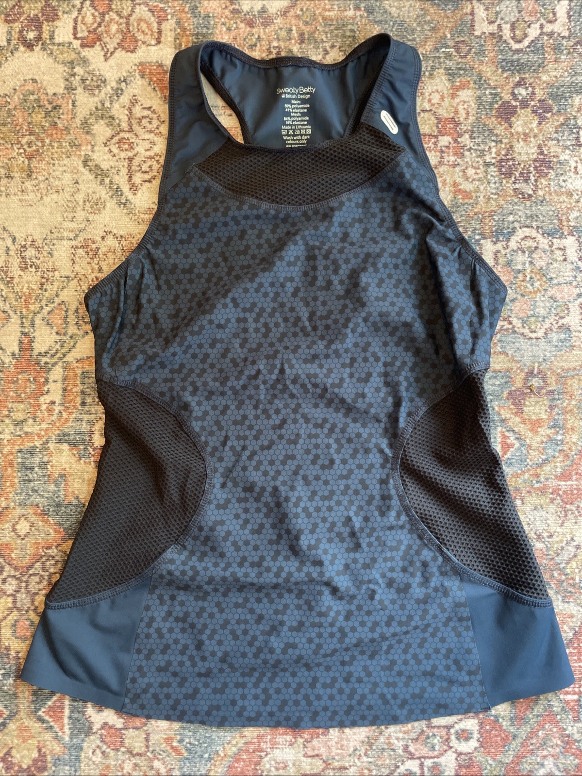 Women’s Sweaty Betty British Elastane Tank Top Blue Workout Compression Sz Small