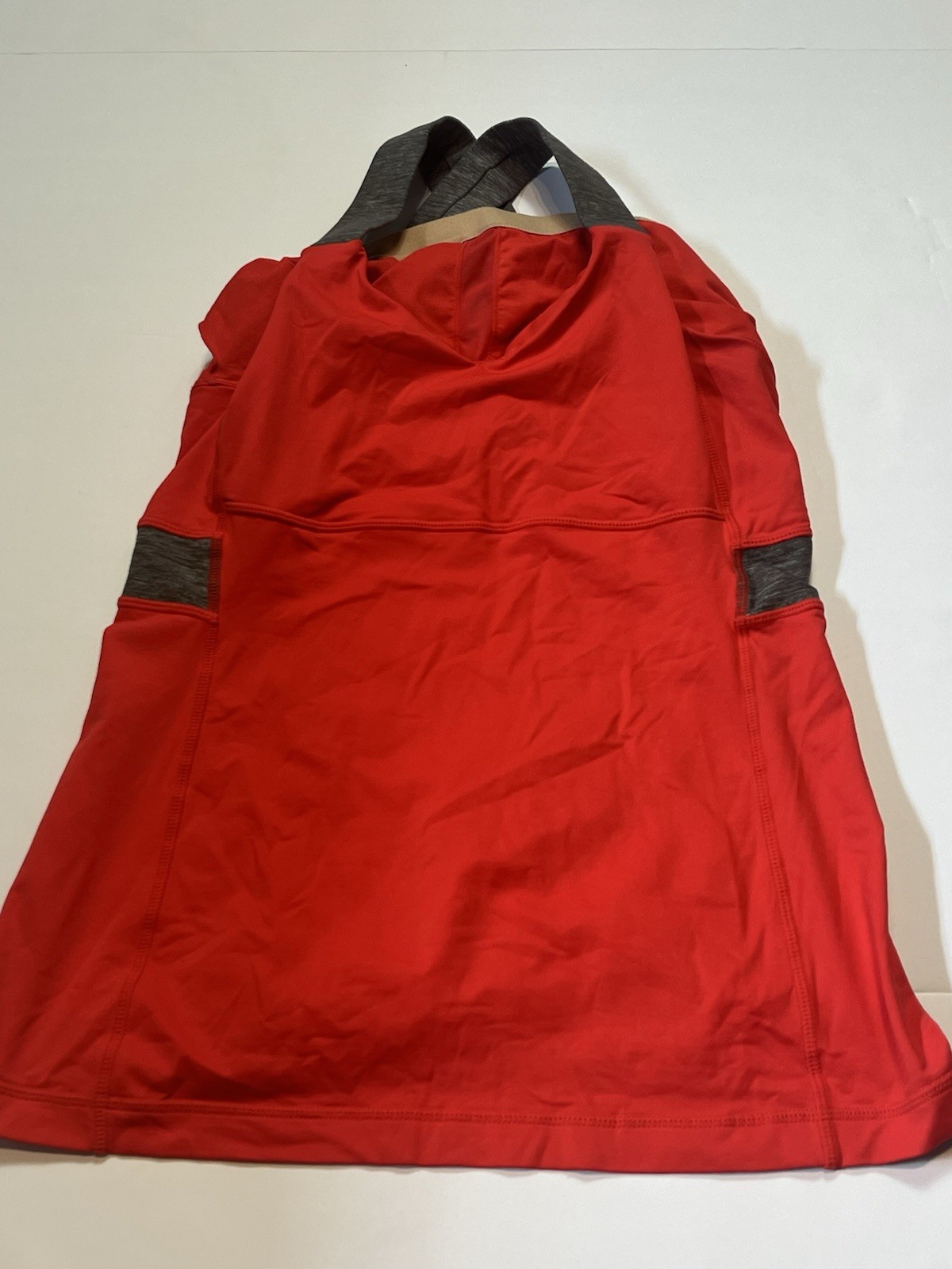 Lululemon Push Ur Limits Tank Top Red Coral Gray Size 8 Criss Cross Back Passion