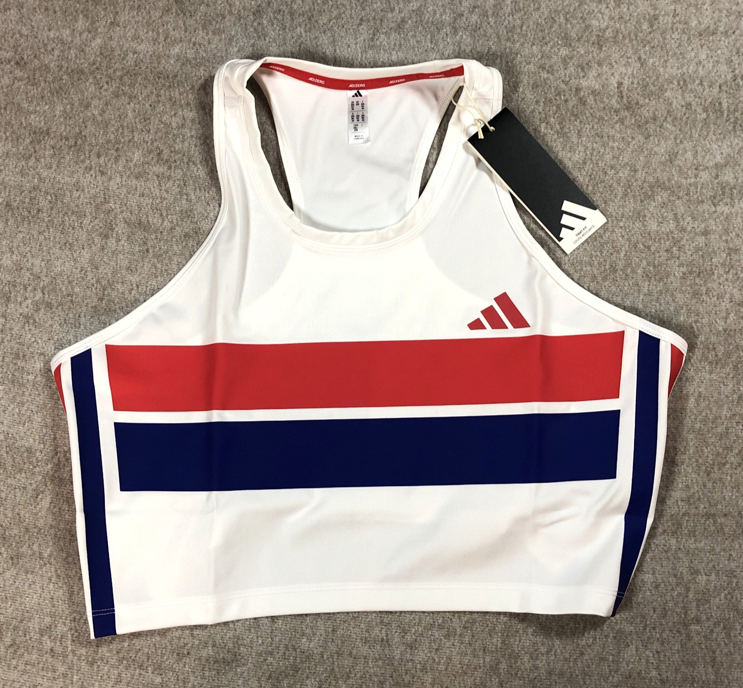 Adidas Women’s Adizero Retro Running Crop Top 2XL UK 24 26 White Red Blue BNWT