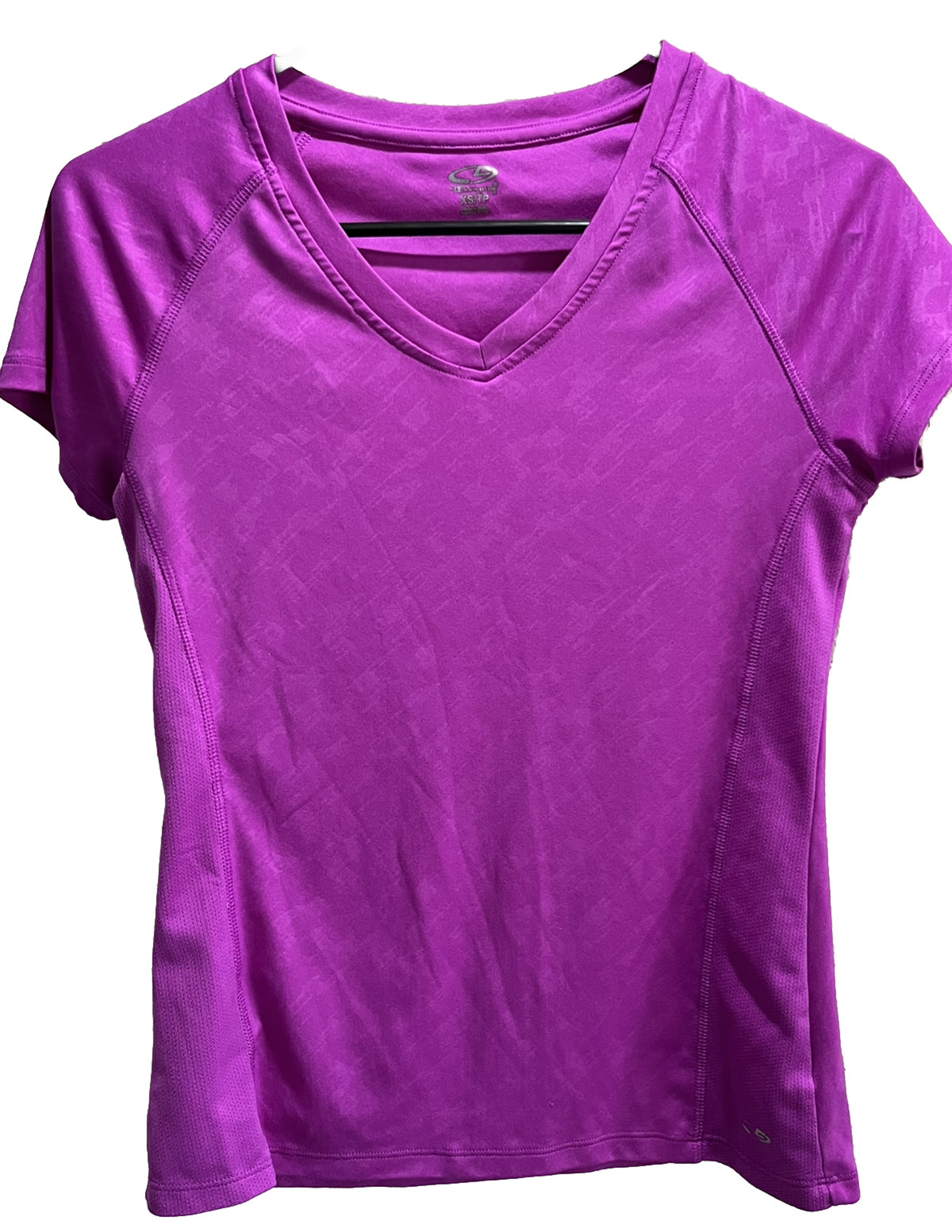 Champion Pink Athletic Top Short Sleeve V Neck Stretch Sporty Workout T Shirt XS