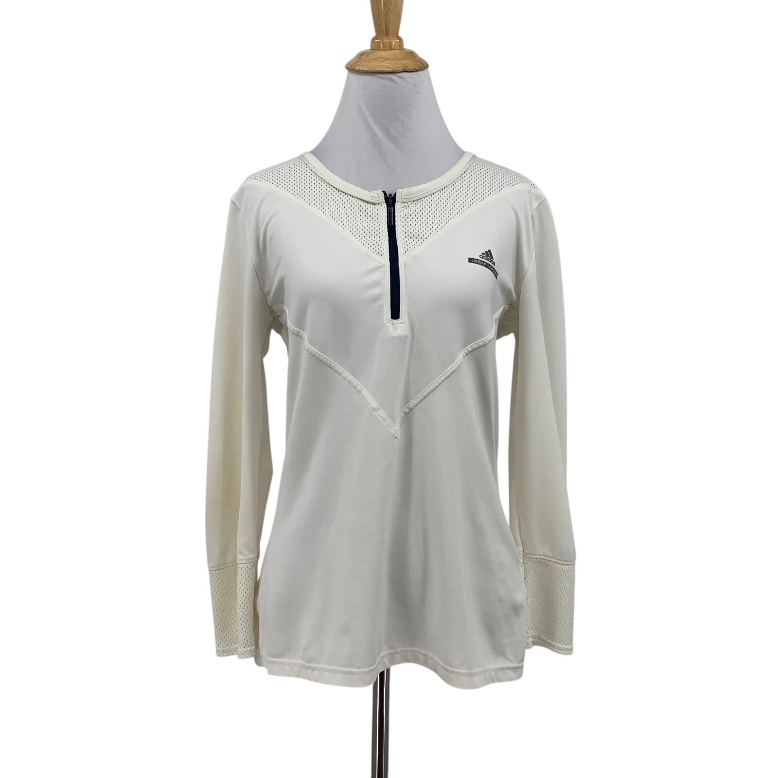 Adidas Stella McCartney Top Womens Medium Ivory Barricade Mesh Panel Pullover