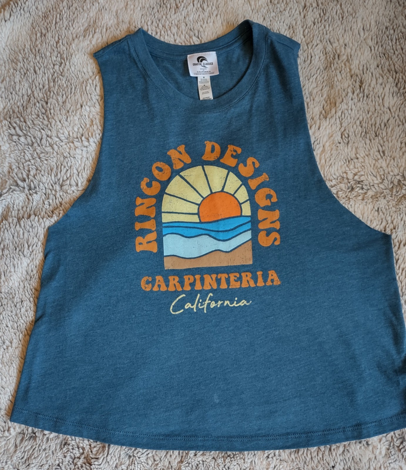 Rincon Designs Carpinteria, CA Blue Crew Neck Tank Top T-shirt Women’s Medium*