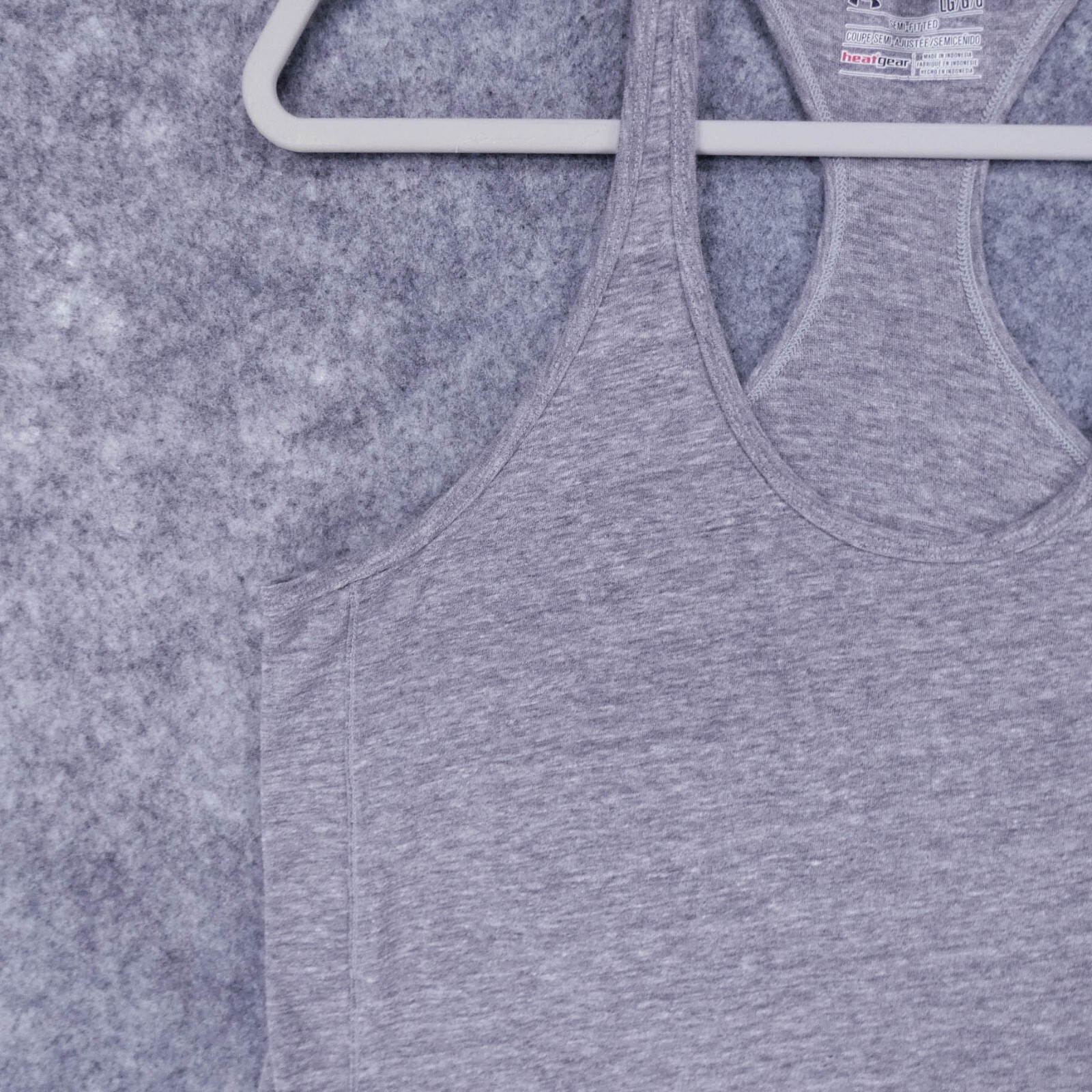 Under Armour Shirt Womens Large Semi-Fitted Gray HeatGear Sleeveless Racerback