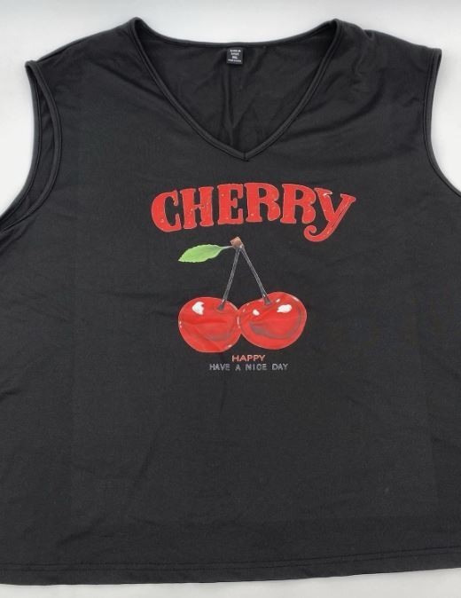 SHEIN “Curve” CHERRY Graphic Print Sleeveless Tank Top, Women’s Size 3XL