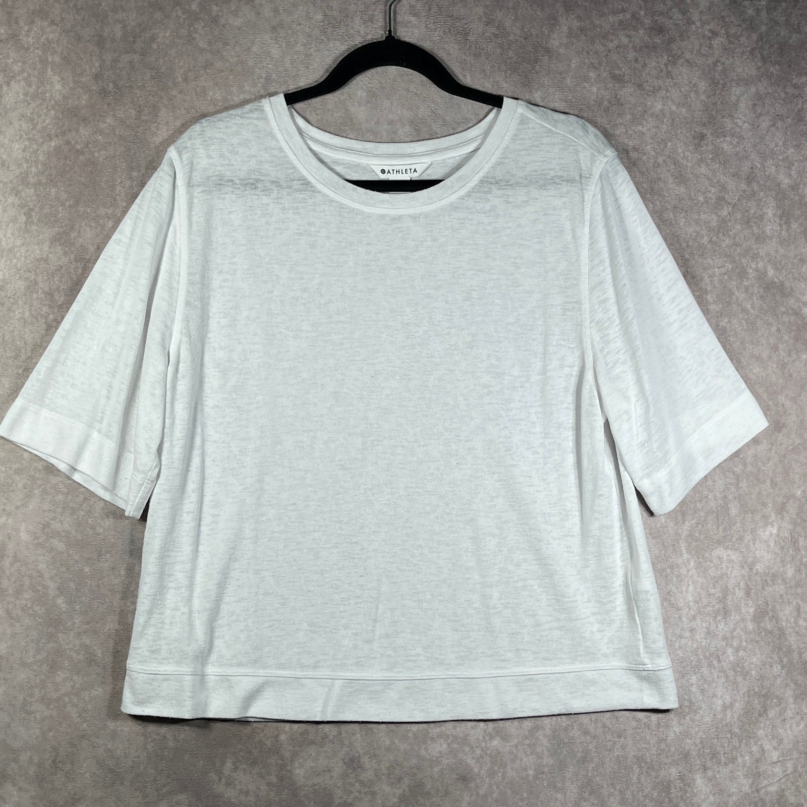 Athleta Shirt Womens Large White Training Running Athleisure 3/4 Sleeve Outdoor