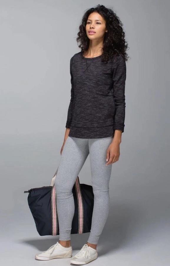 Lululemon Exhalation Pullover II Heathered Marled Black Size 8 Sweatshirt