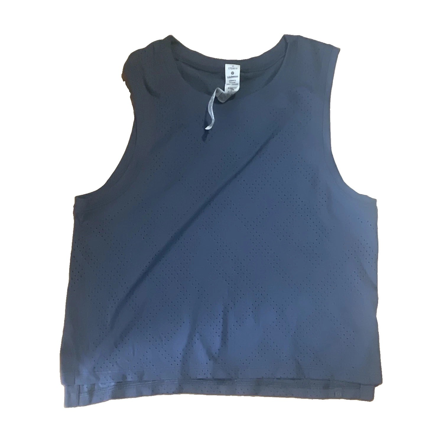 Lululemon Womens Cropped Mesh Tank Top Blue Breathable Lightweight Size 4