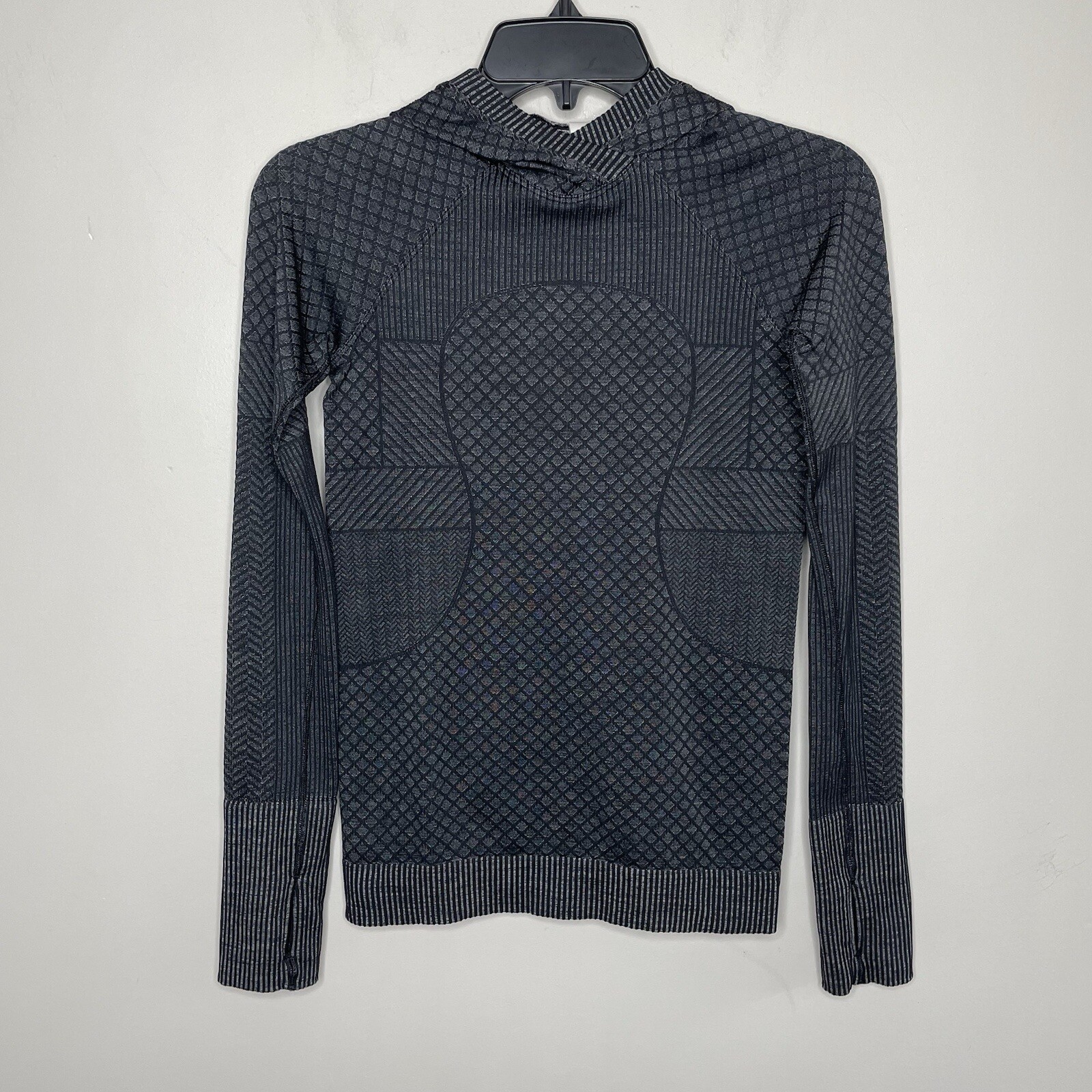 LULULEMON Rest Less Hoodie Women 4 Black Gray Pullover Running Long Sleeve