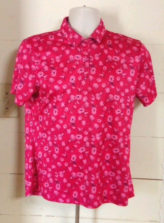 Greg Norman Play Dry Women’s Lg Short Sleeve Golf Shirt Cool Lightweight