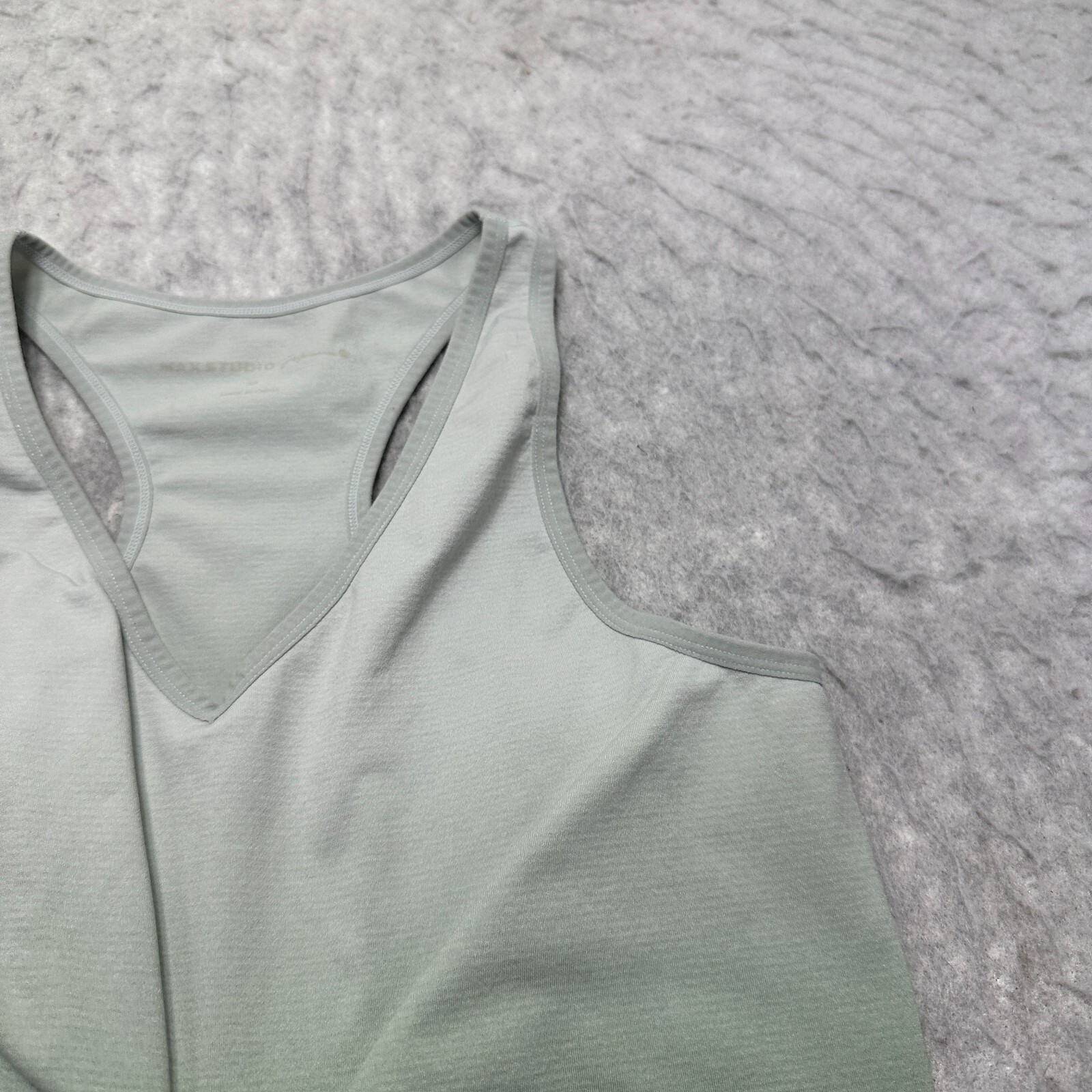 Max Studio Performance Workout Tank Top Green Scrunch Front Womens Size Medium M