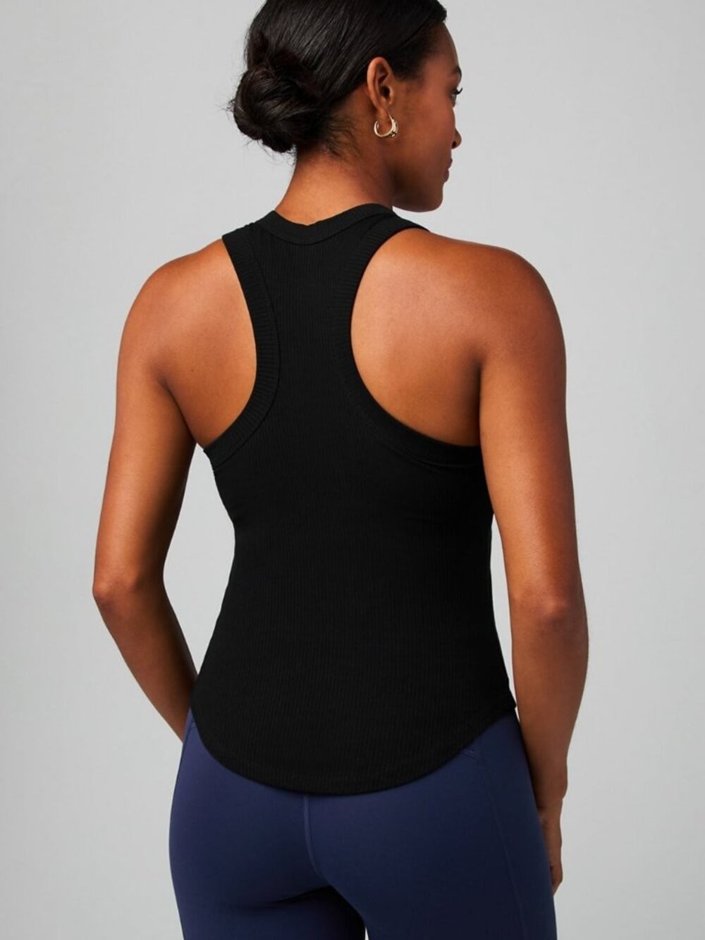 Fabletics High Neck Rib Built-In Bra Tank Black S NWT
