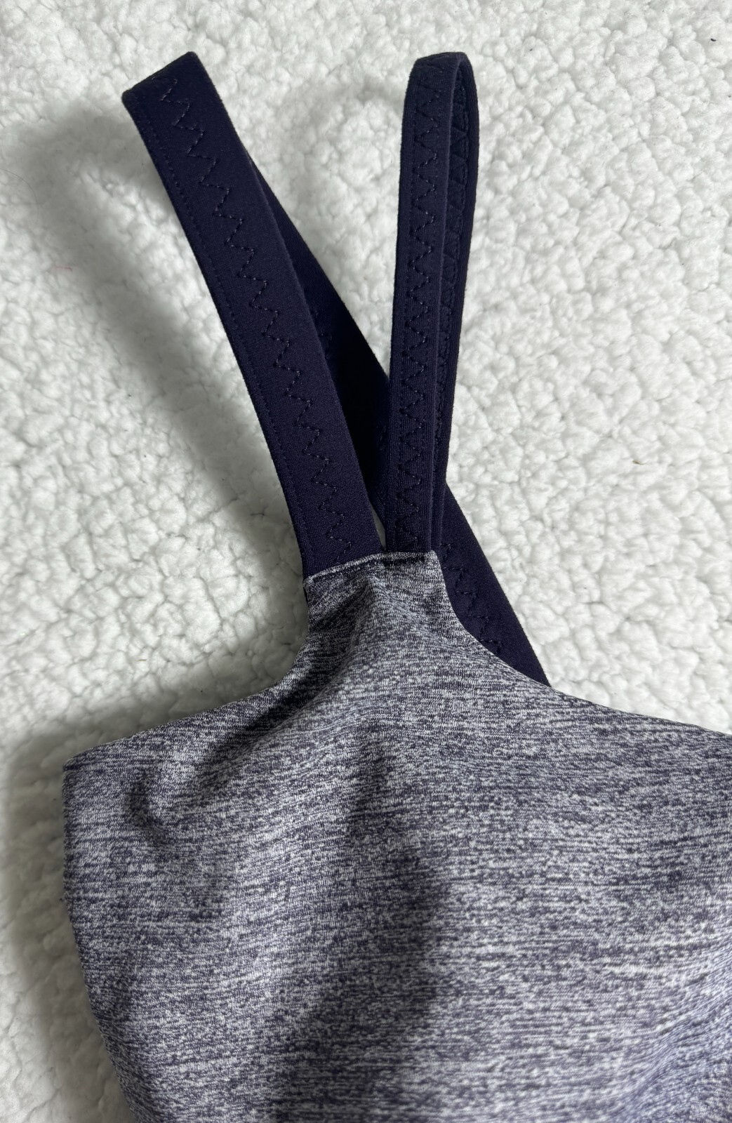 Lululemon Active Strength Tank Double Strap Padded Built in Bra Size 4 Gray Navy