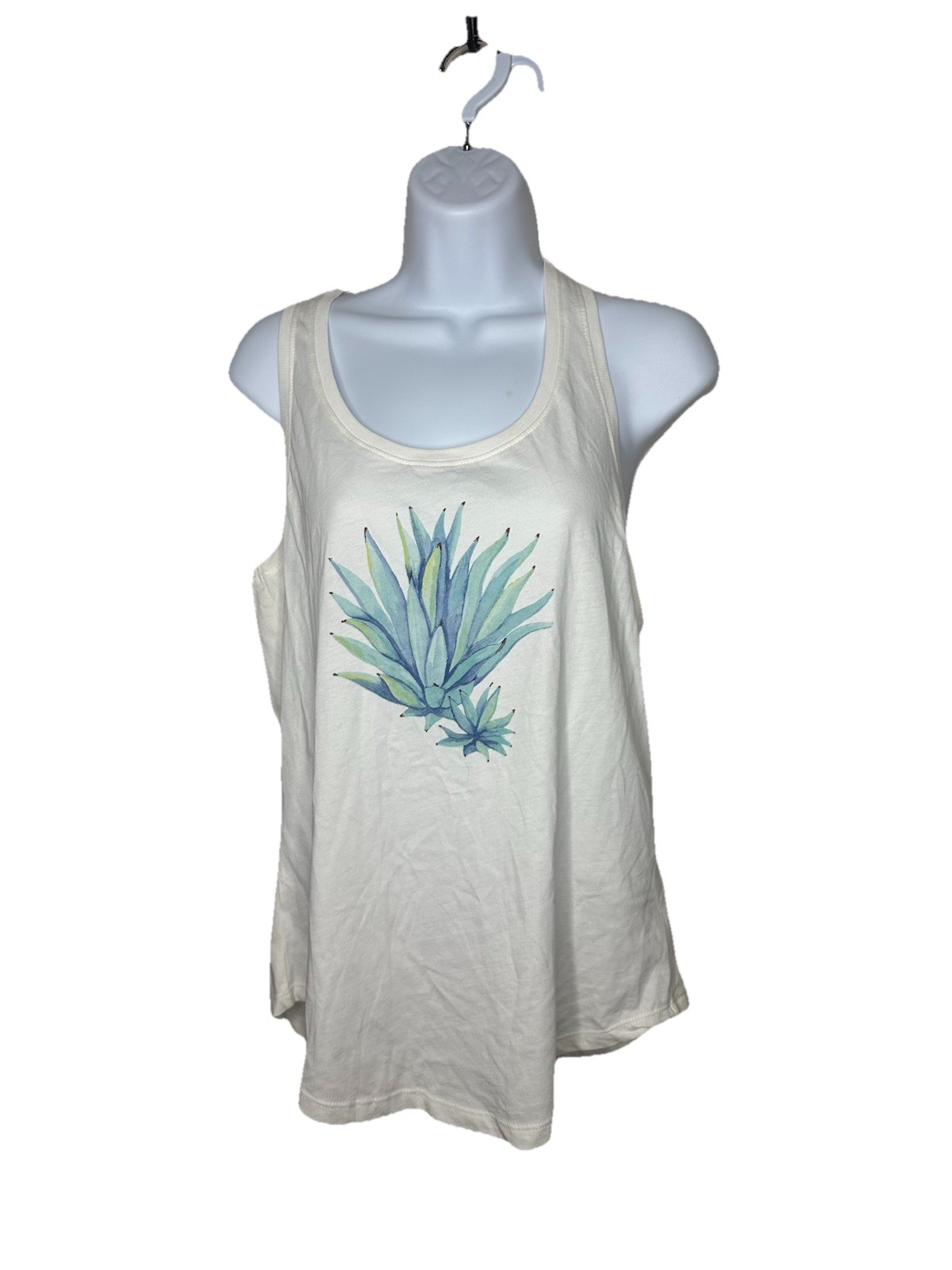 KUHL Agave Graphic Tank Womens Small Organic Cotton Ivory Lightweight Soft Sz S