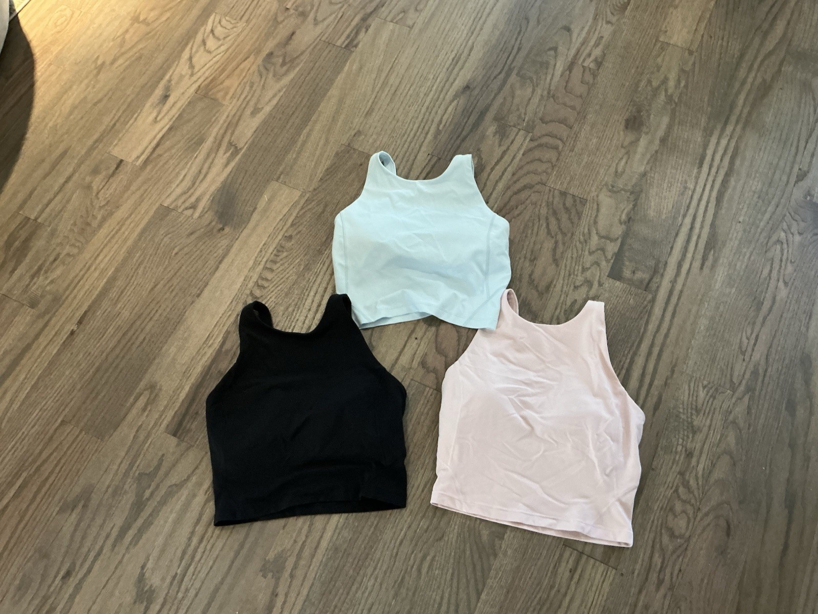 Lululemon Align High Neck Tank Size 4 Lot Of 3, Black, Pale Pink, Pale Blue