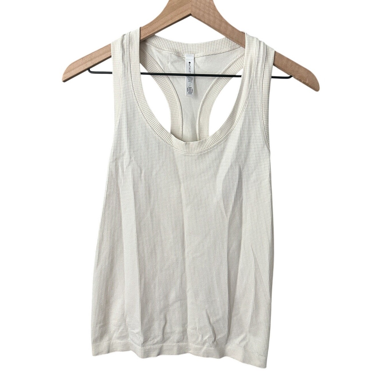 Athleta Momentum Seamless Tank Top Cream Metallic Small Womens