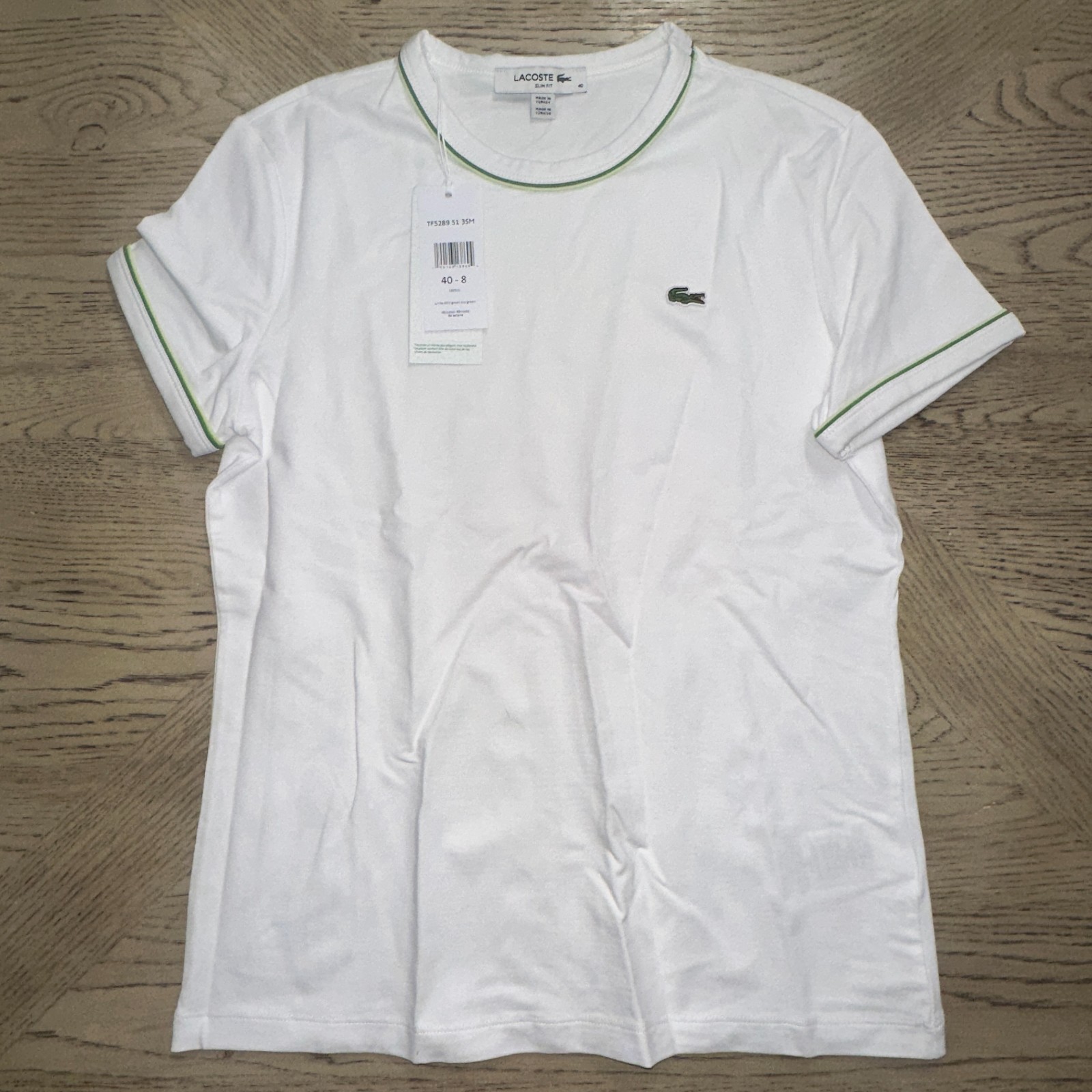 Lacoste Crew Neck Tee White SIZE 40 594-M