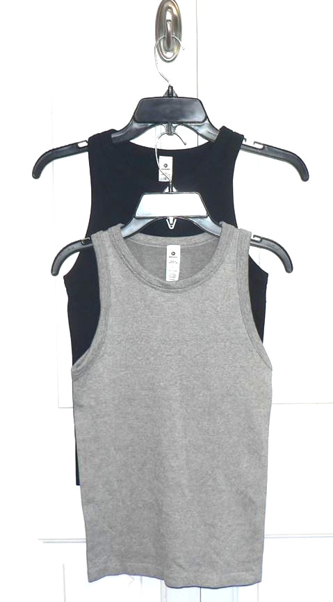 90 Degree by Reflex Women’s 2-Pack Crew Neck Seamless Rib Tank Tops Black/Grey S