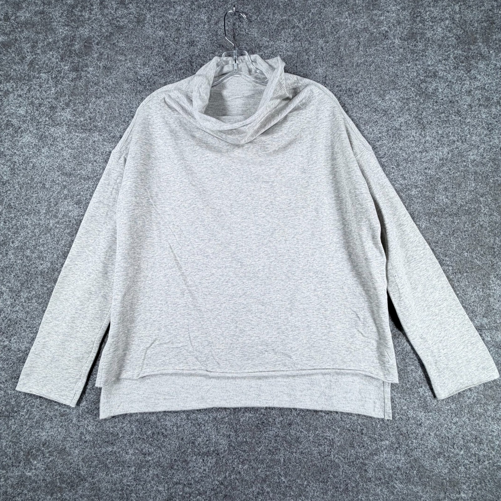 NWT Nike Yoga Fleece Pullover Training Top Womens XS Gray Core Brushed Cowl Neck