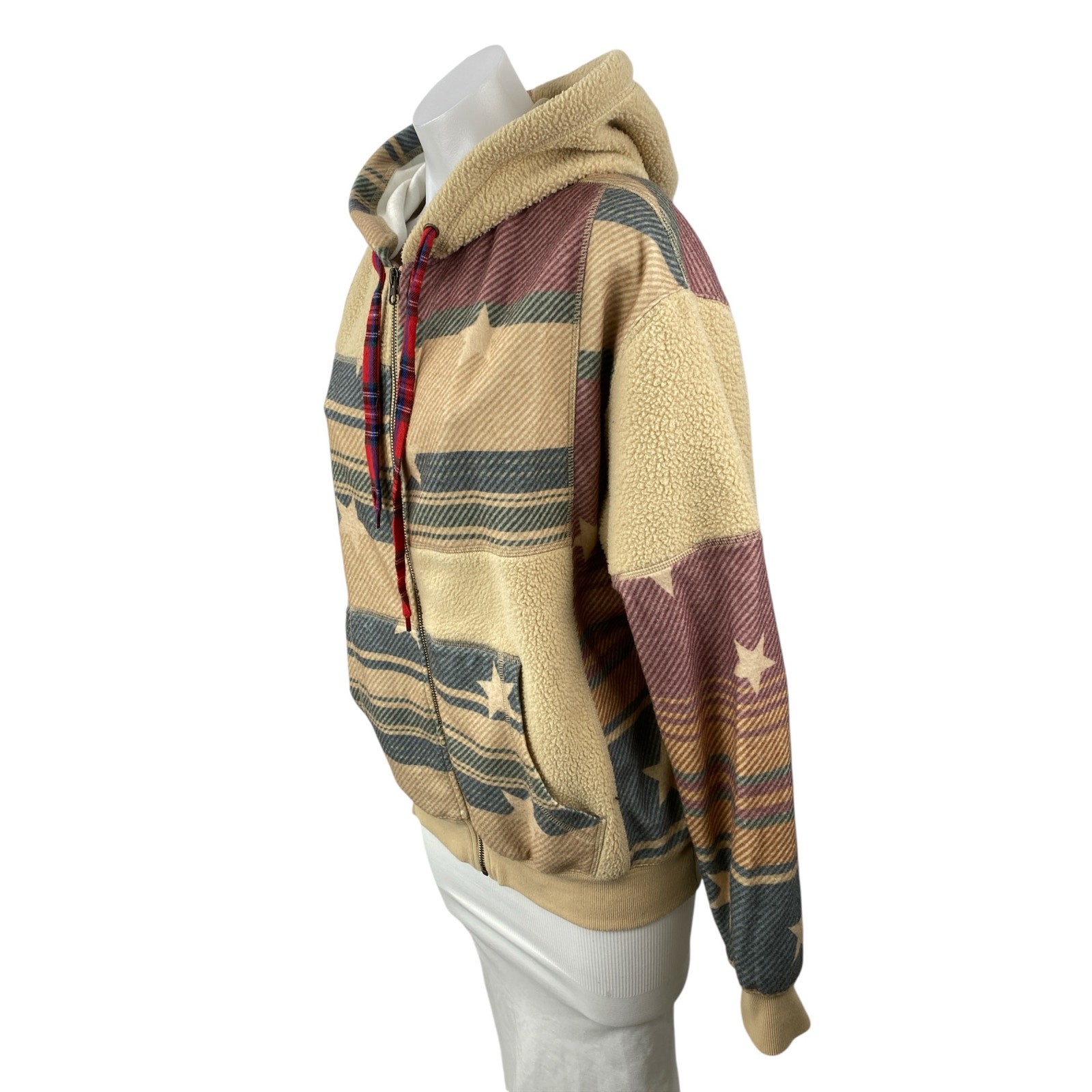 Urban Outfitters BDG Hunter Patchwork Faux Fur Athletic Hoodie Sweatshirt Top XS