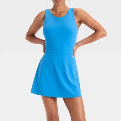Women’s Knit Sporty Contrast Active Dress Built in Shorts – JoyLab Bright Blue L