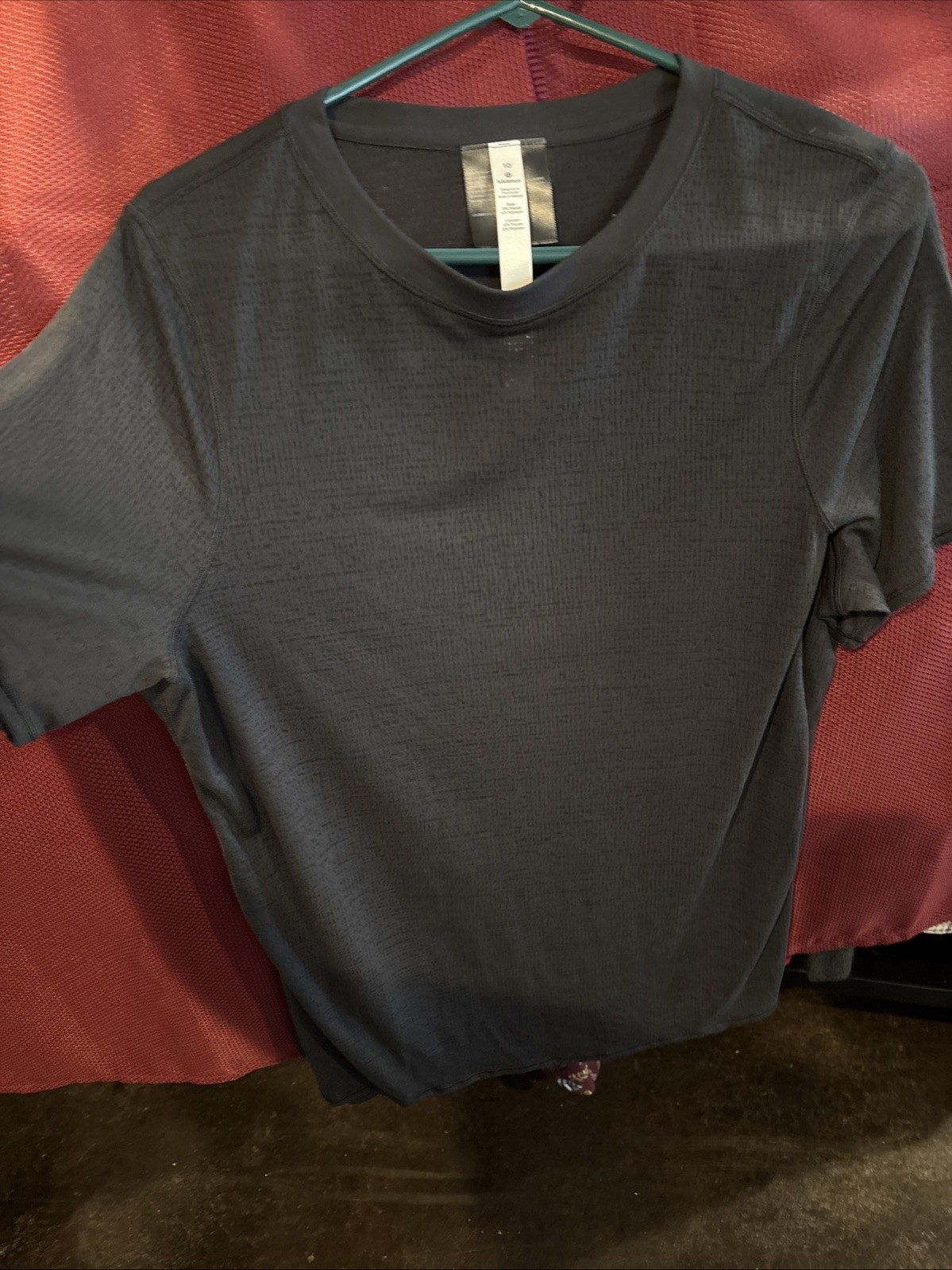 lululemon shirt size 10 Lite weight Black Short Sleeve Flared Bottom See-thru