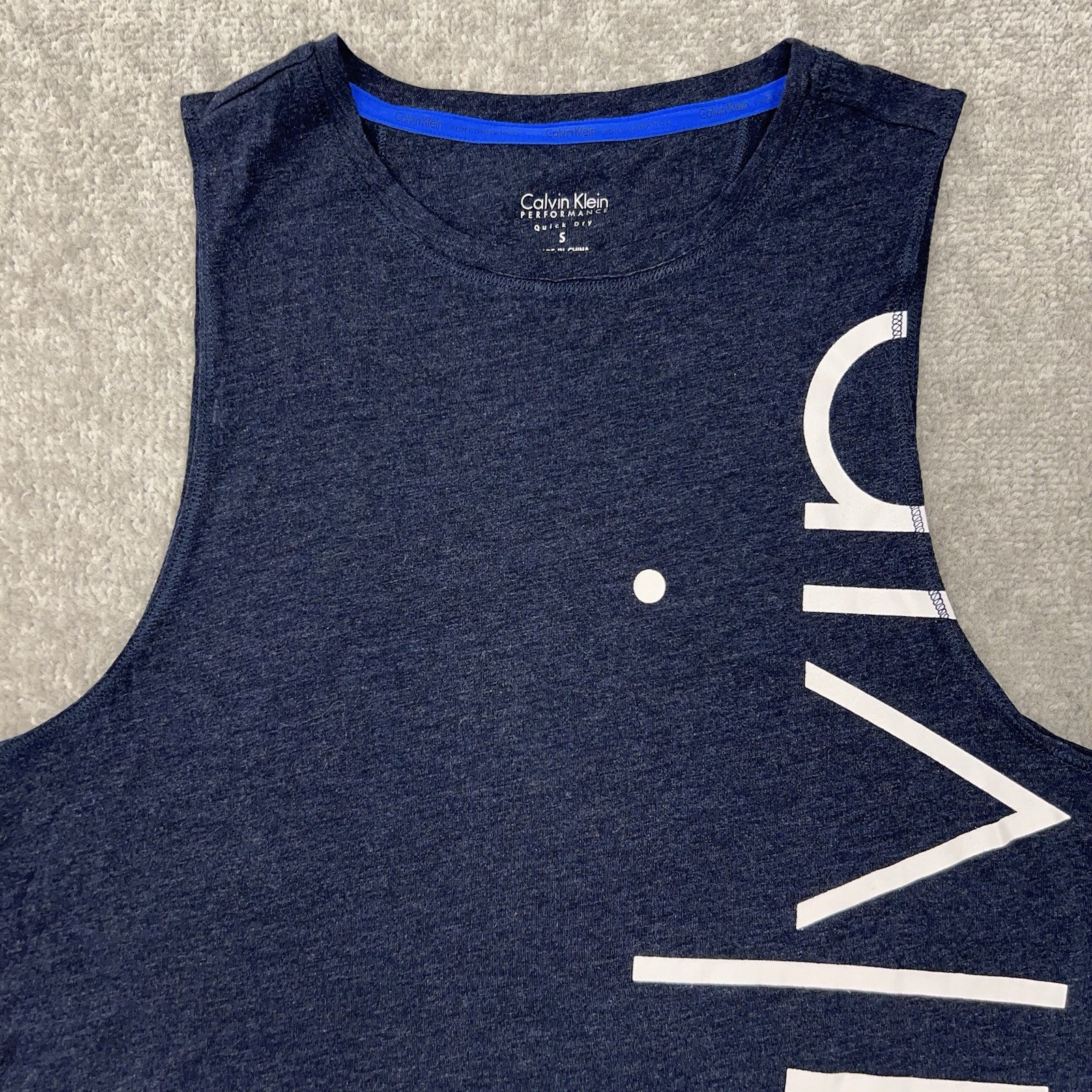 CALVIN KLEIN Womens Performance Logo Tank Athletic Top Graphic Navy Sz Small NWT