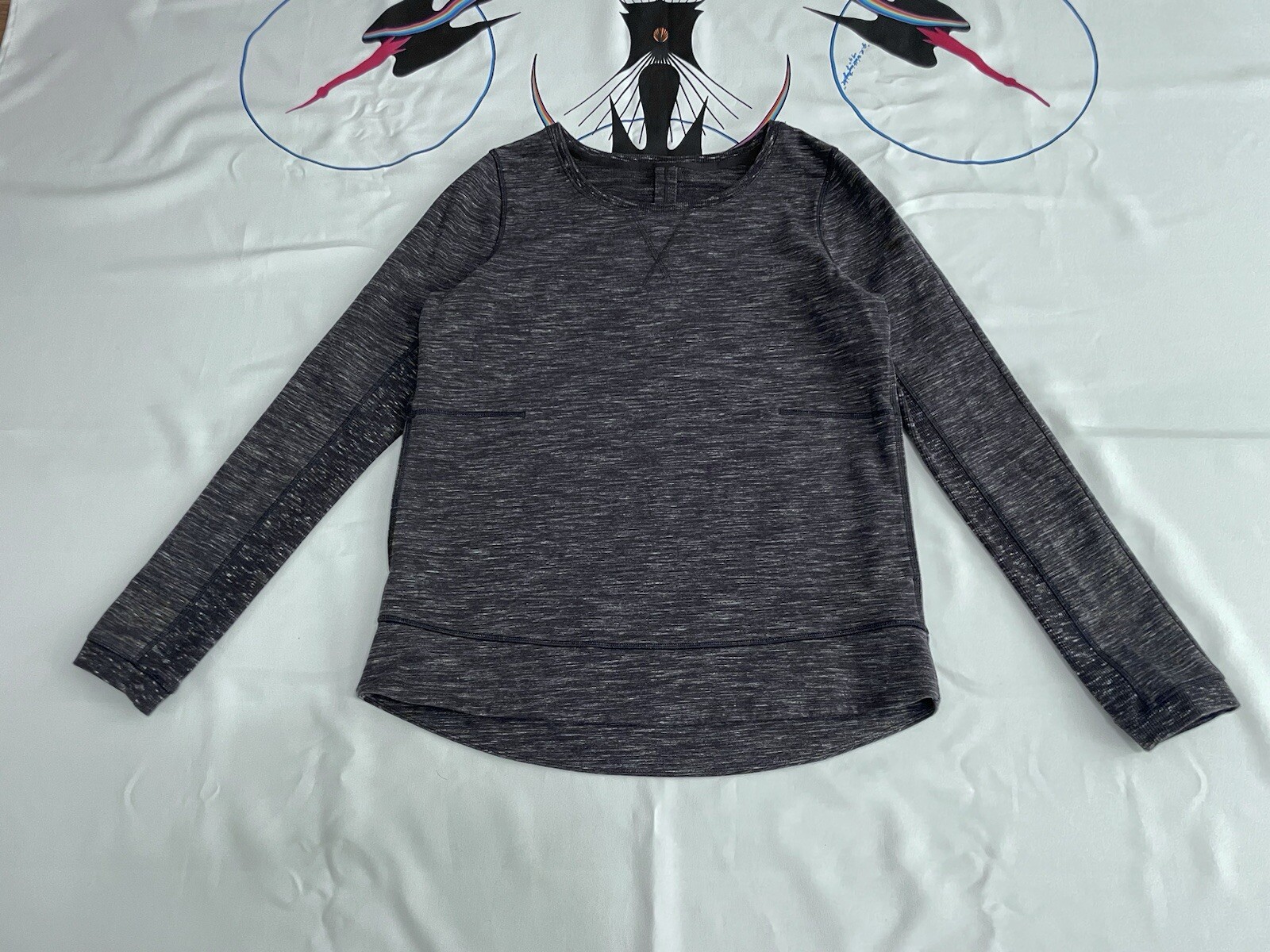 Womens Lululemon Exhalation Pullover II Sweater Heathered Marled Black 10
