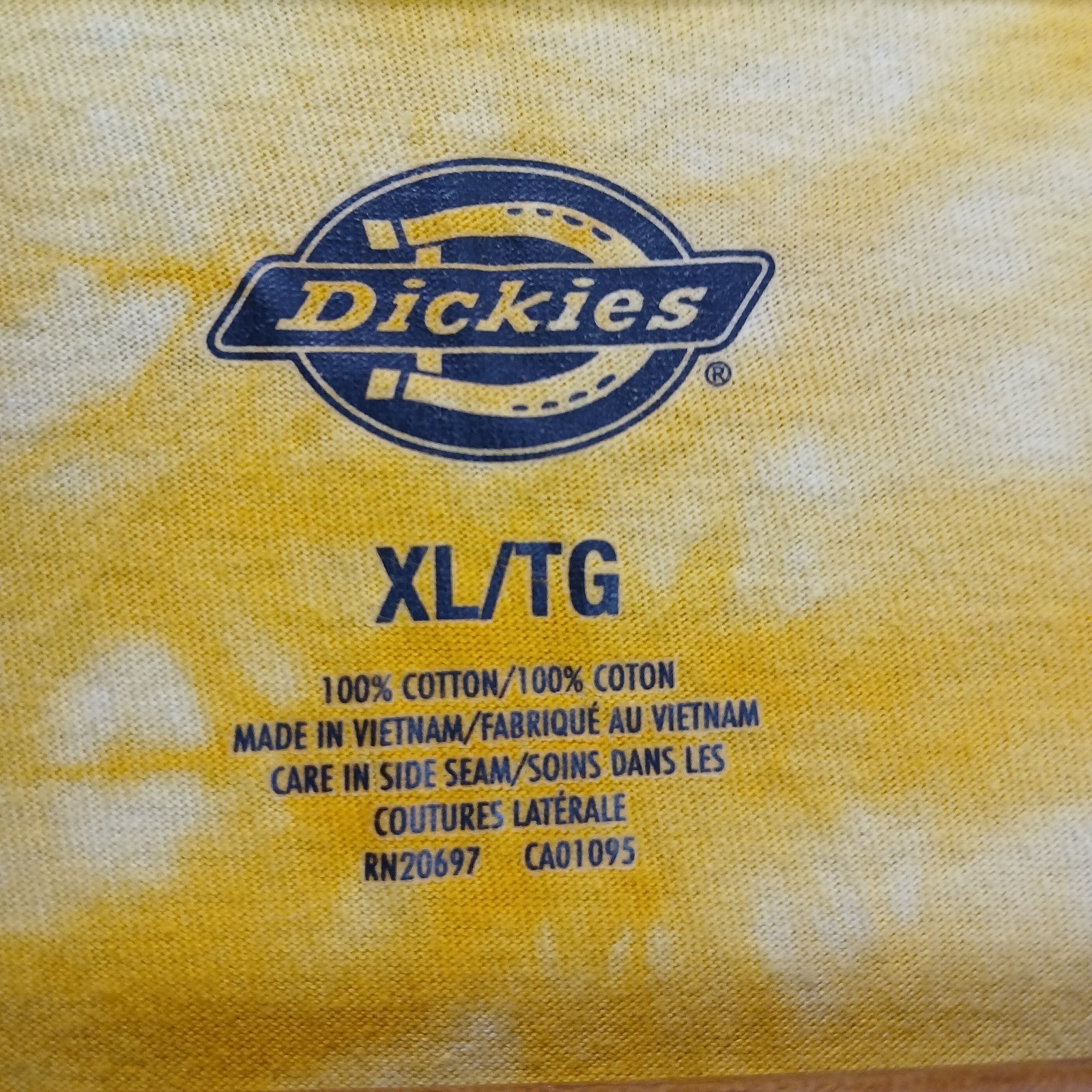 Dickies Muscle Tank Top Women XL Yellow Tye Dye Cotton Athletic Workwear Running