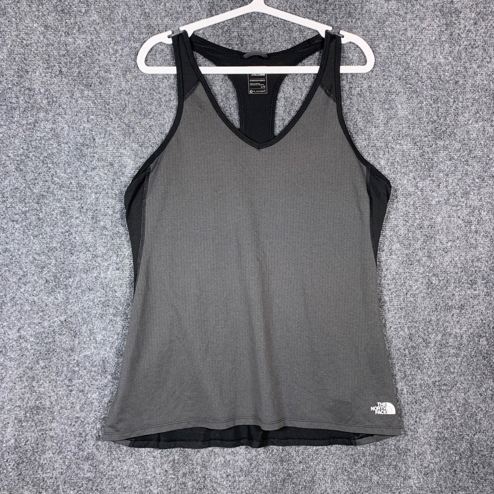 The North Face Tank Top Womens Large Gray FlashDry V Neck Racerback Athletic