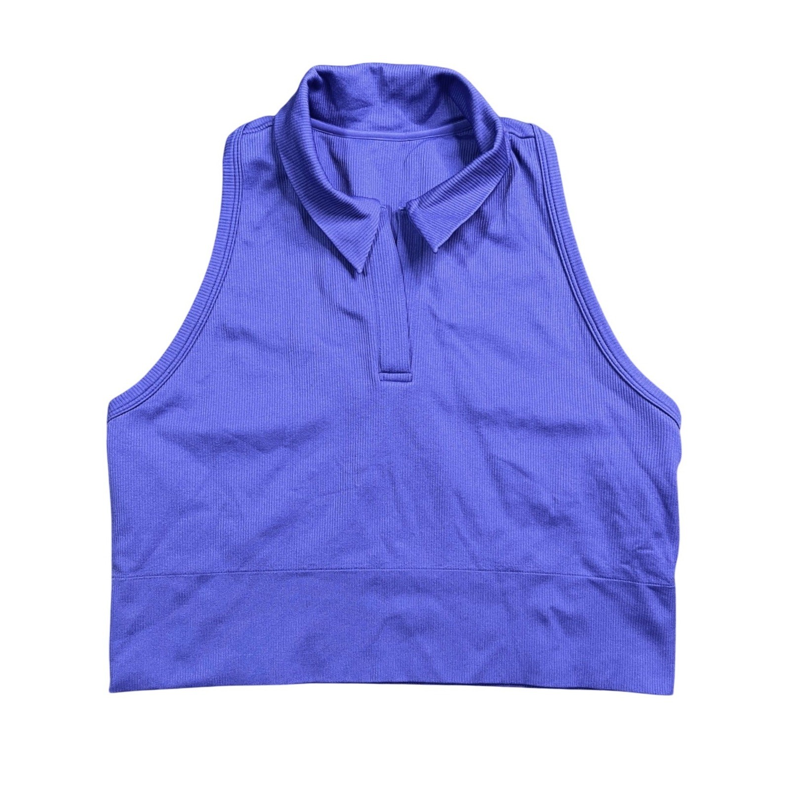 Athleta Aurora Seamless Crop Polo Tank Women’s XL Purple Ribbed Racerback