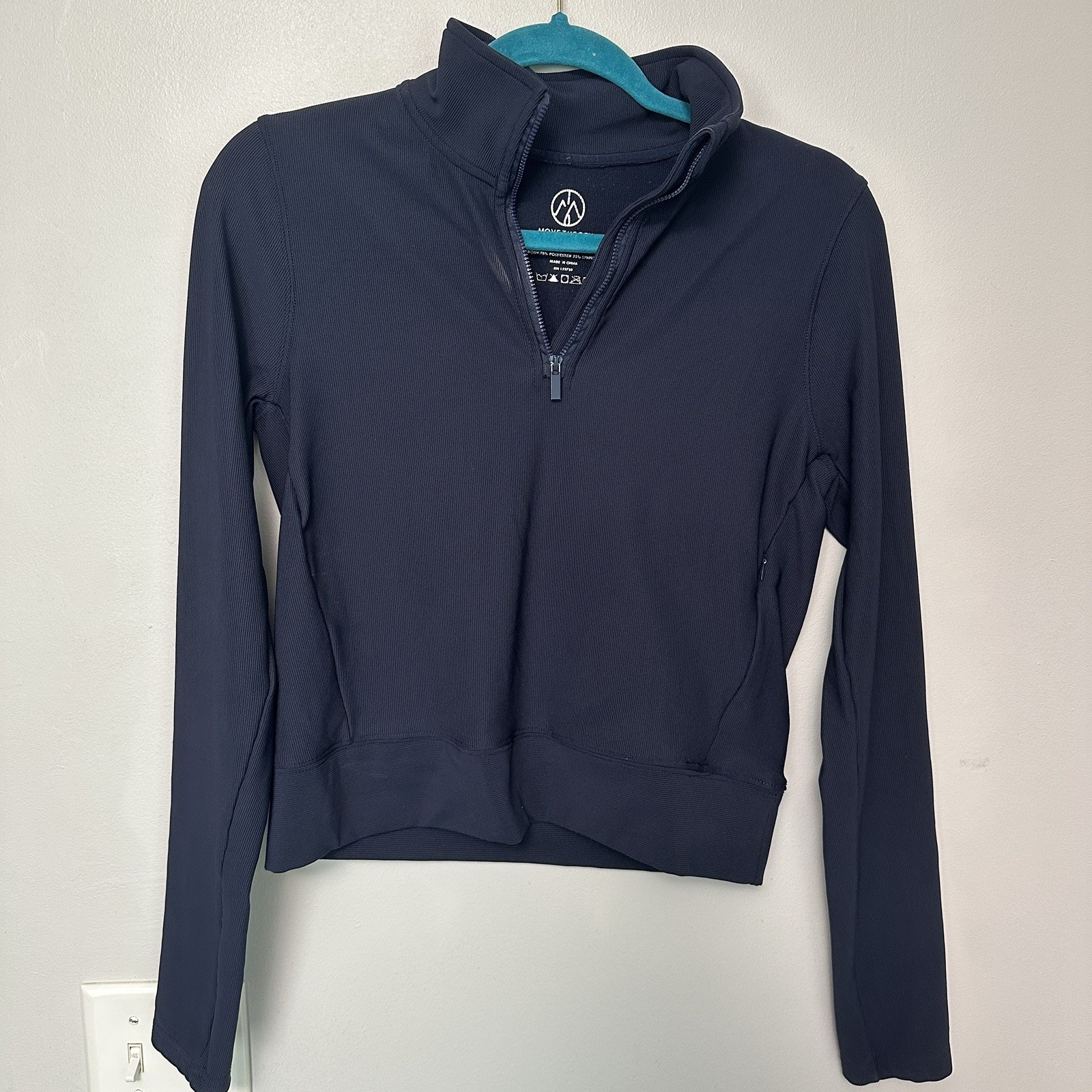 MoveTheory Black 1/4 Zip Mock Neck Stretch Knit Pullover Women’s M