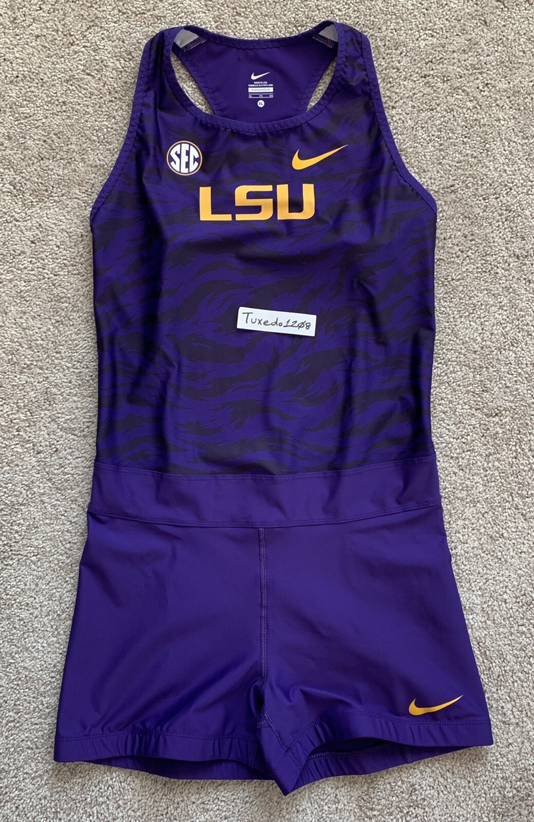 New! Women’s Nike LSU Tigers Track & Field Speed Suit running racing singlet XL
