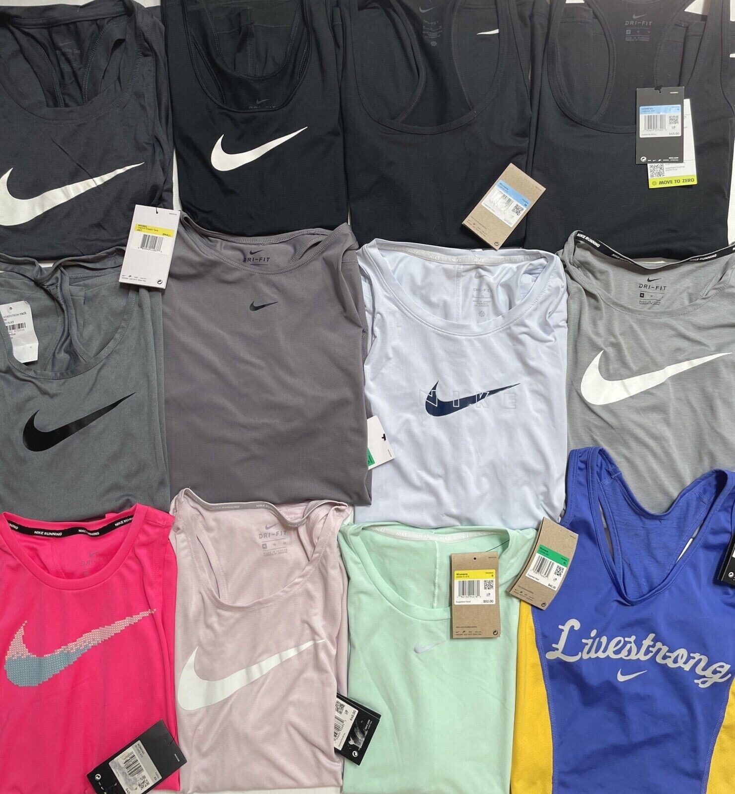 NIKE Womens DRI-FIT Running/Training Racerback ASSRTD Tank Tops; Size XS-XL NWT