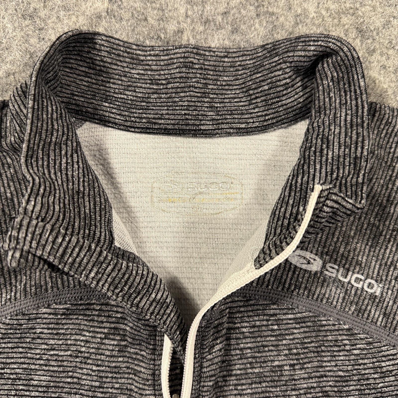 Sugoi Endurance 1/2 Zip Pullover Womens Small Gray Stripe Running Athletic Top