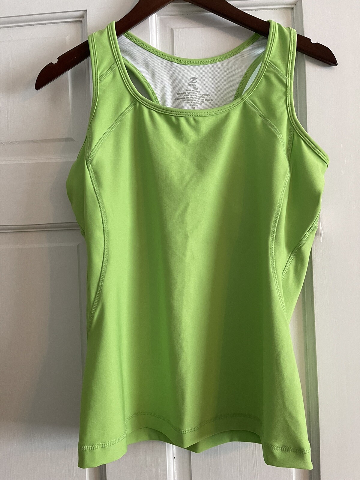 Activewear Tank Top Womens Medium Neon Green Racerback Top