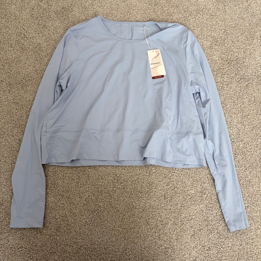 TravisMathew Moveknit Solstice Top Womens L Blue Long Sleeve Golf Athleisure