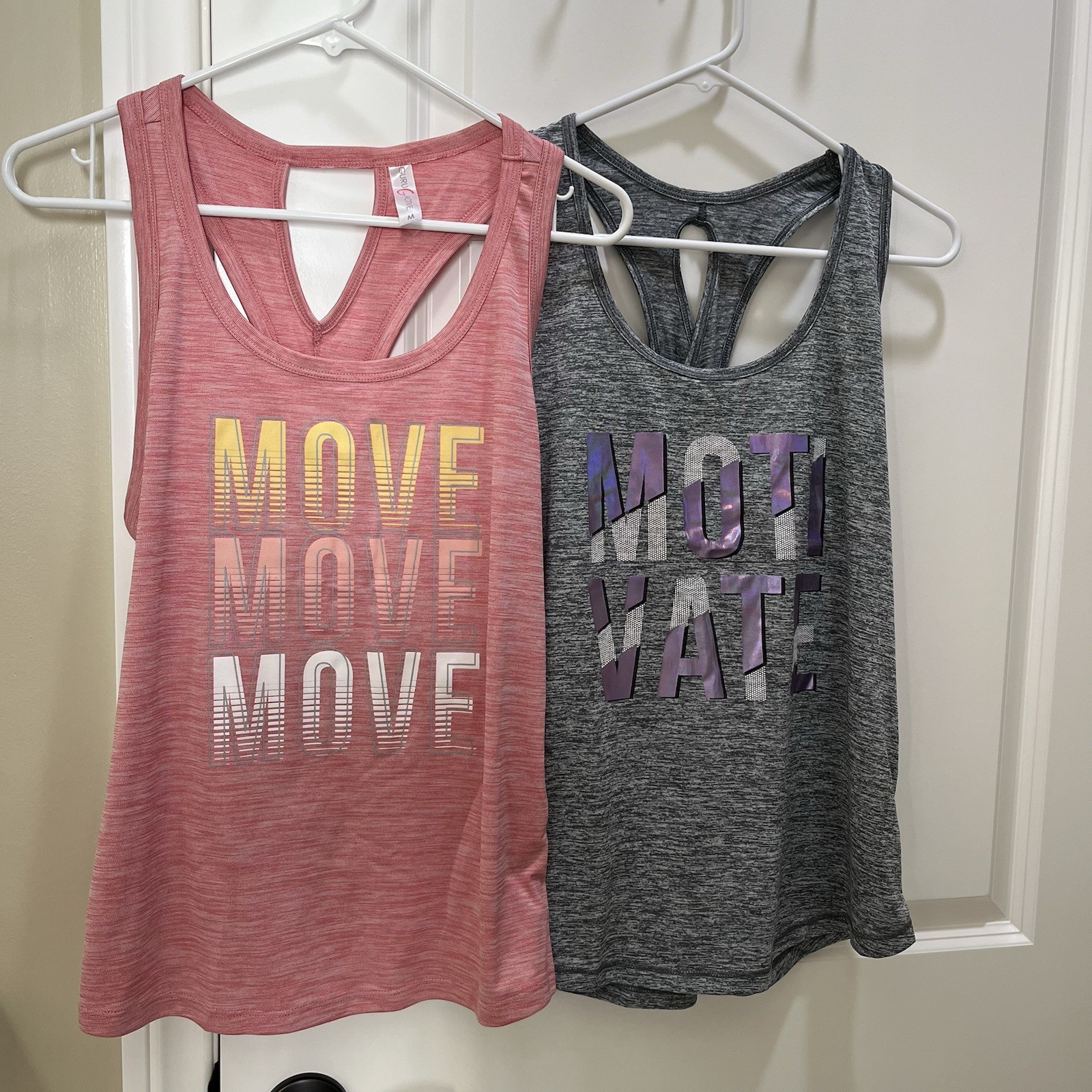 Set of 2 Guru Active Graphic Racerback Tank Tops – Size M L