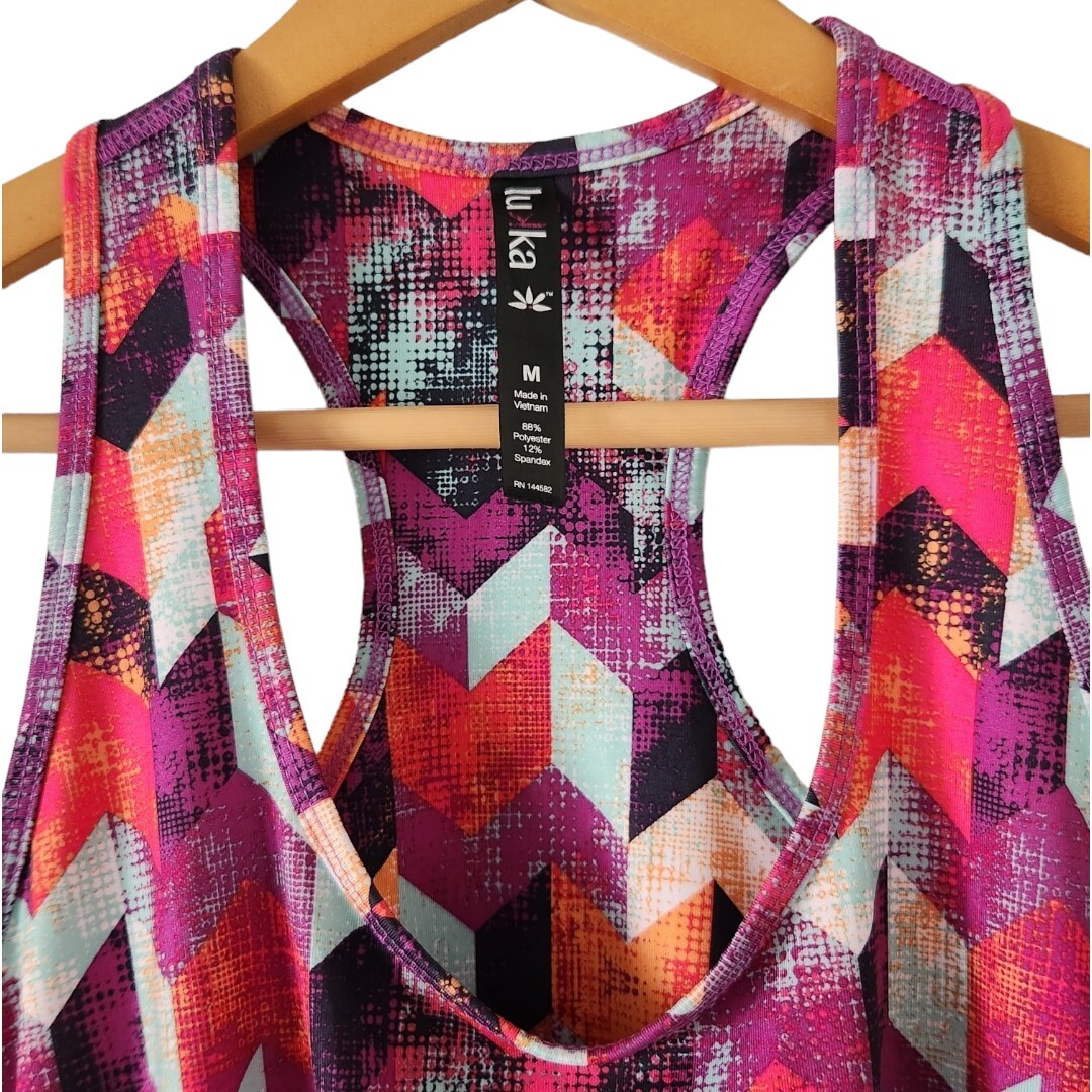 Lukka Multicolor Bright Racerback Athletic Tank Top Size Medium