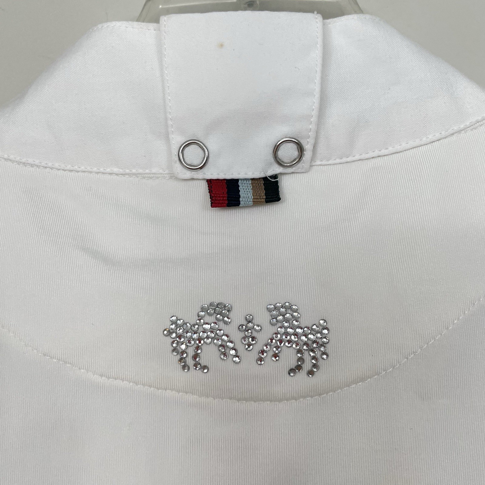 Equine Couture Rio Show Shirt Women XL White Equestrian 1/4 Pearl Snap Horse Grl
