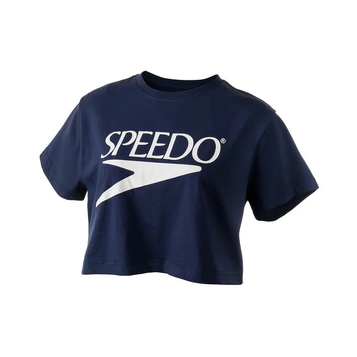 Speedo Women’s Cropped Tee Solid Lightweight Athletic Crop Top Swim Casual Wear