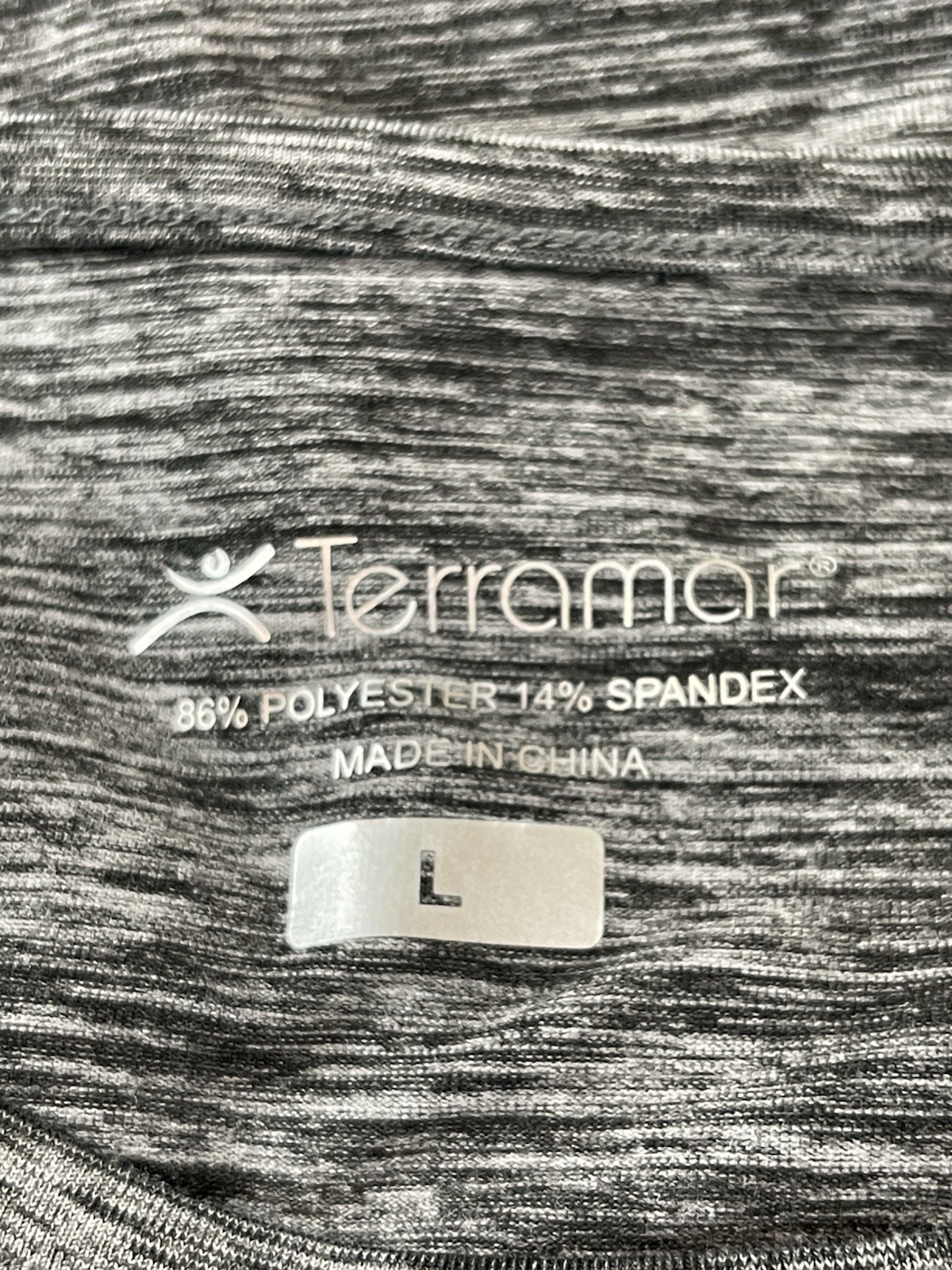 Terramar Base Layer L Gray Space Dye Athletic Long Sleeve Performance Shirt