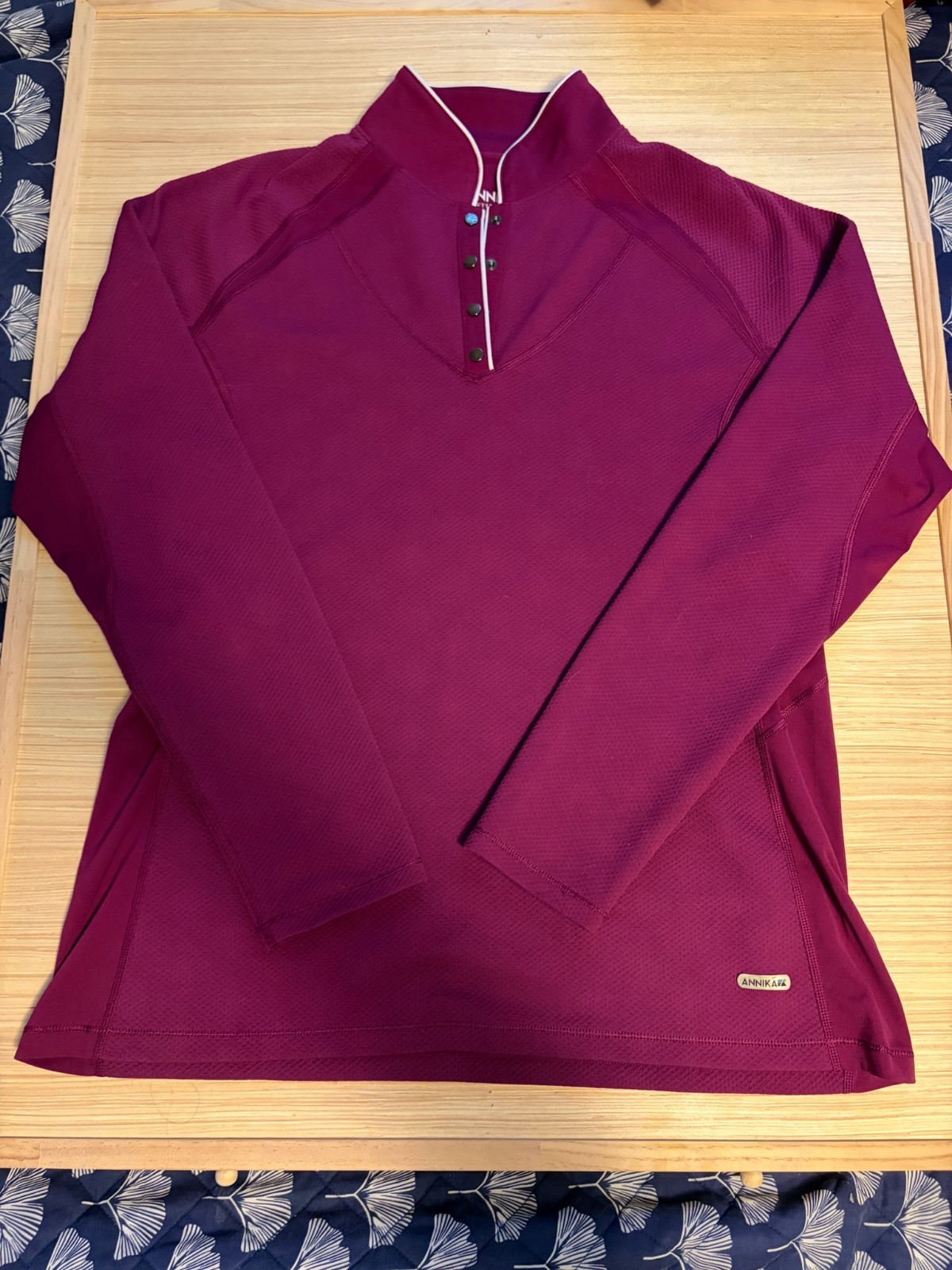 ANNIKA Cutter & Buck XL Magenta Snap Neck Golf Pullover Top