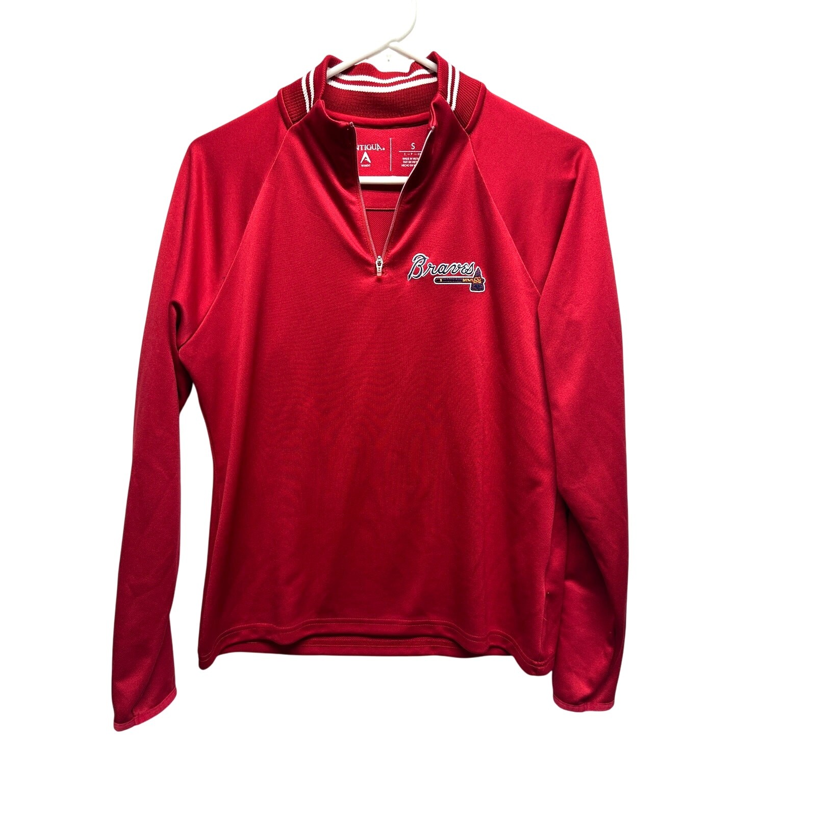 Atlanta Braves Antigua Women’s Small Red Quarter Zip Pullover Long Sleeve MLB
