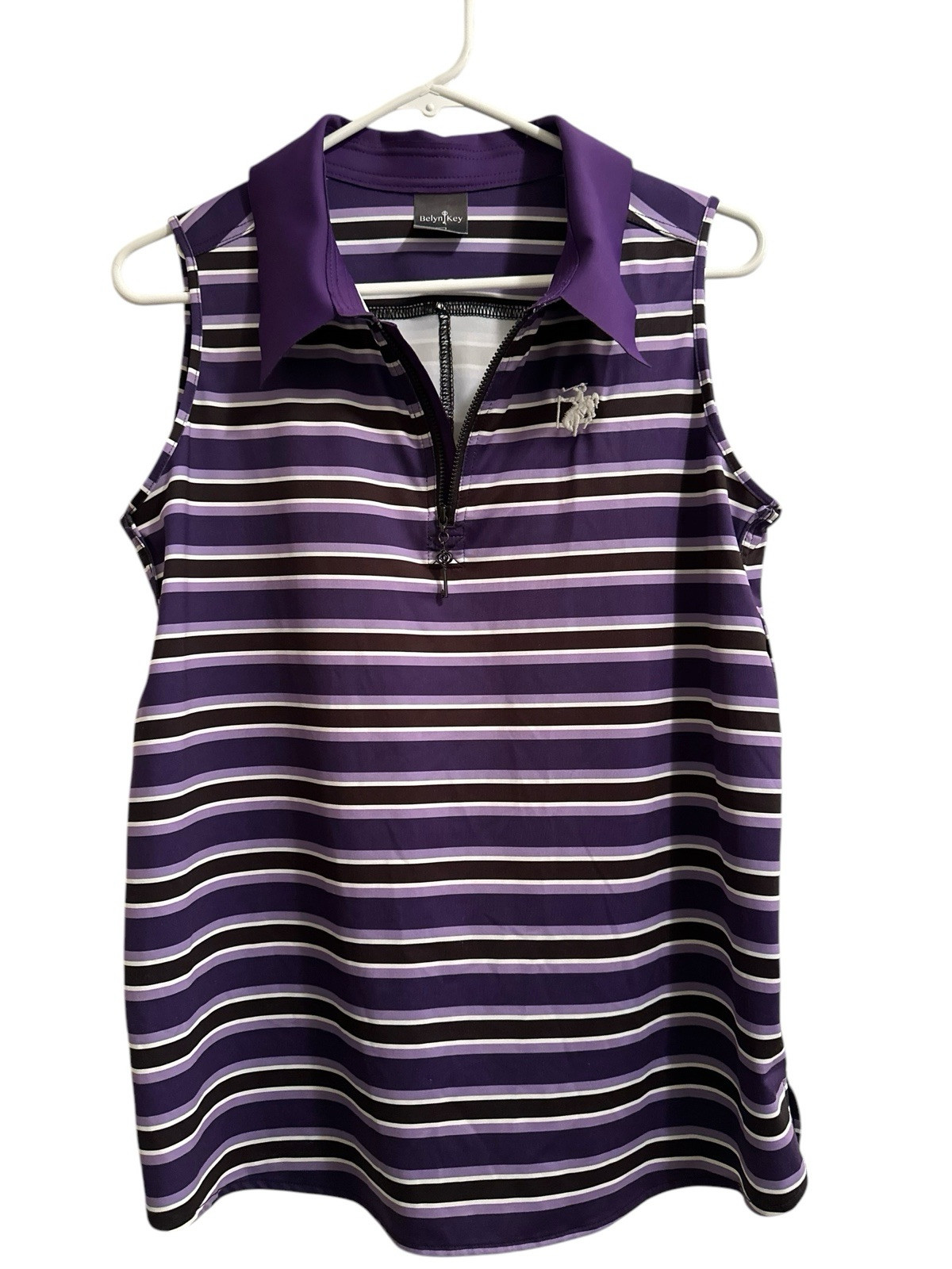 Belyn Key Shirt Womens Large Purple Sleeveless Golf Tennis Pickleball 1/4 Zip