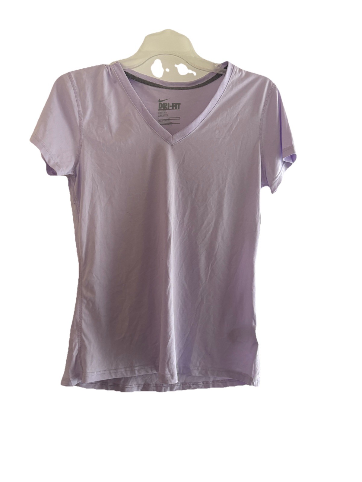 Nike Dri-Fit Short Sleeve T-Shirt V-Neck Women’s Lavender Size Large