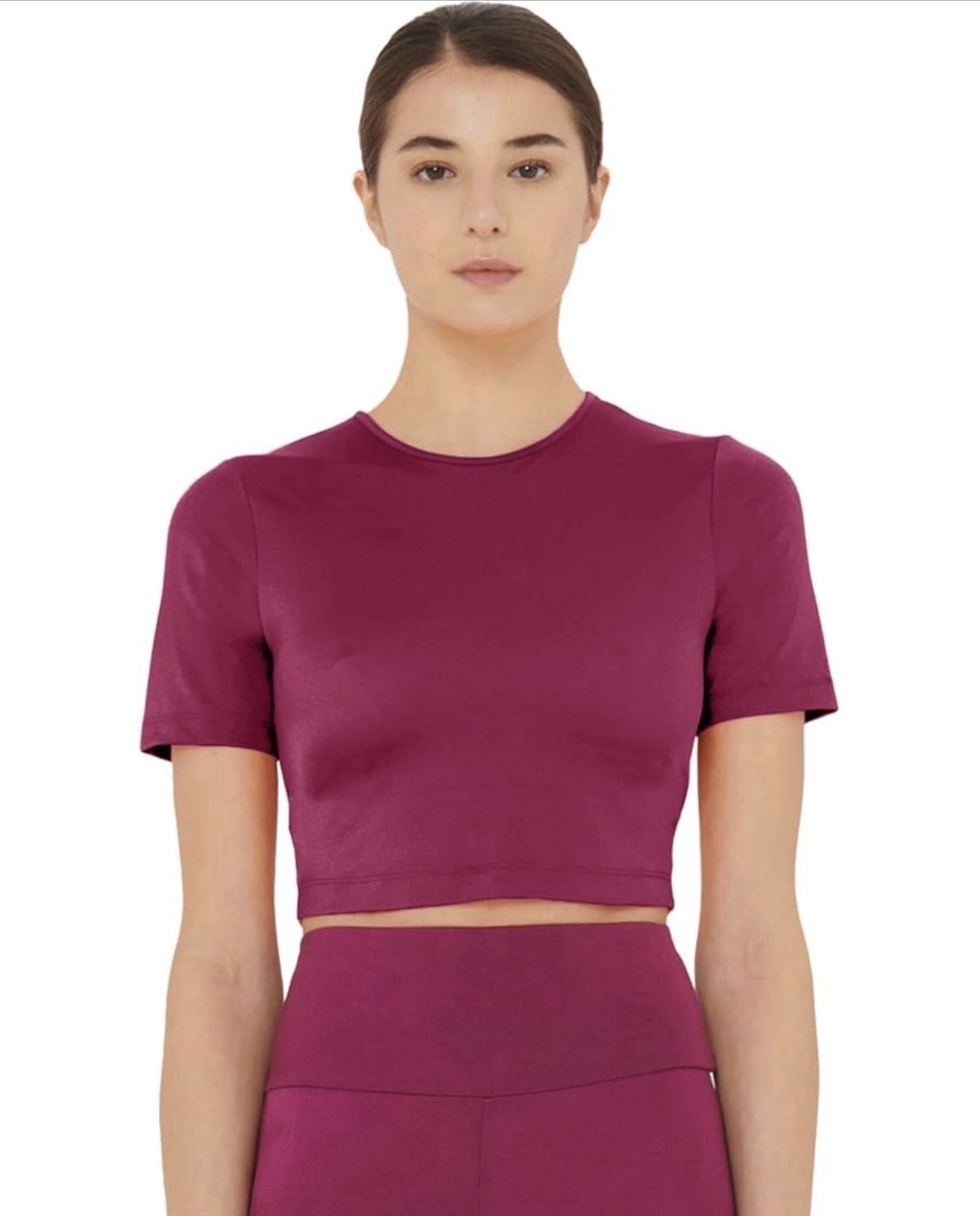 Wolford Workout Top Short Sleeve Mineral Red Burgundy Athletic Shirt M NWT $140