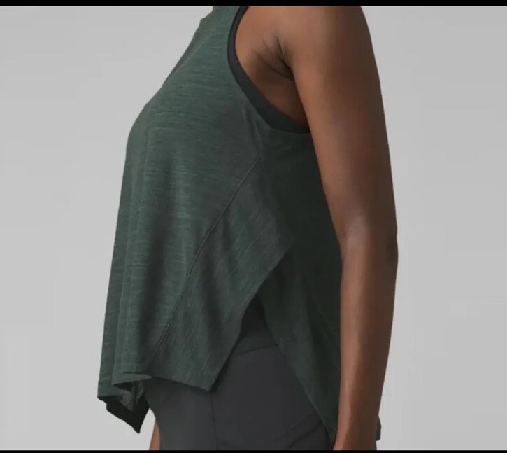 prAna North Star Recycled Split Side Active Tank in Dark Green Size S Small