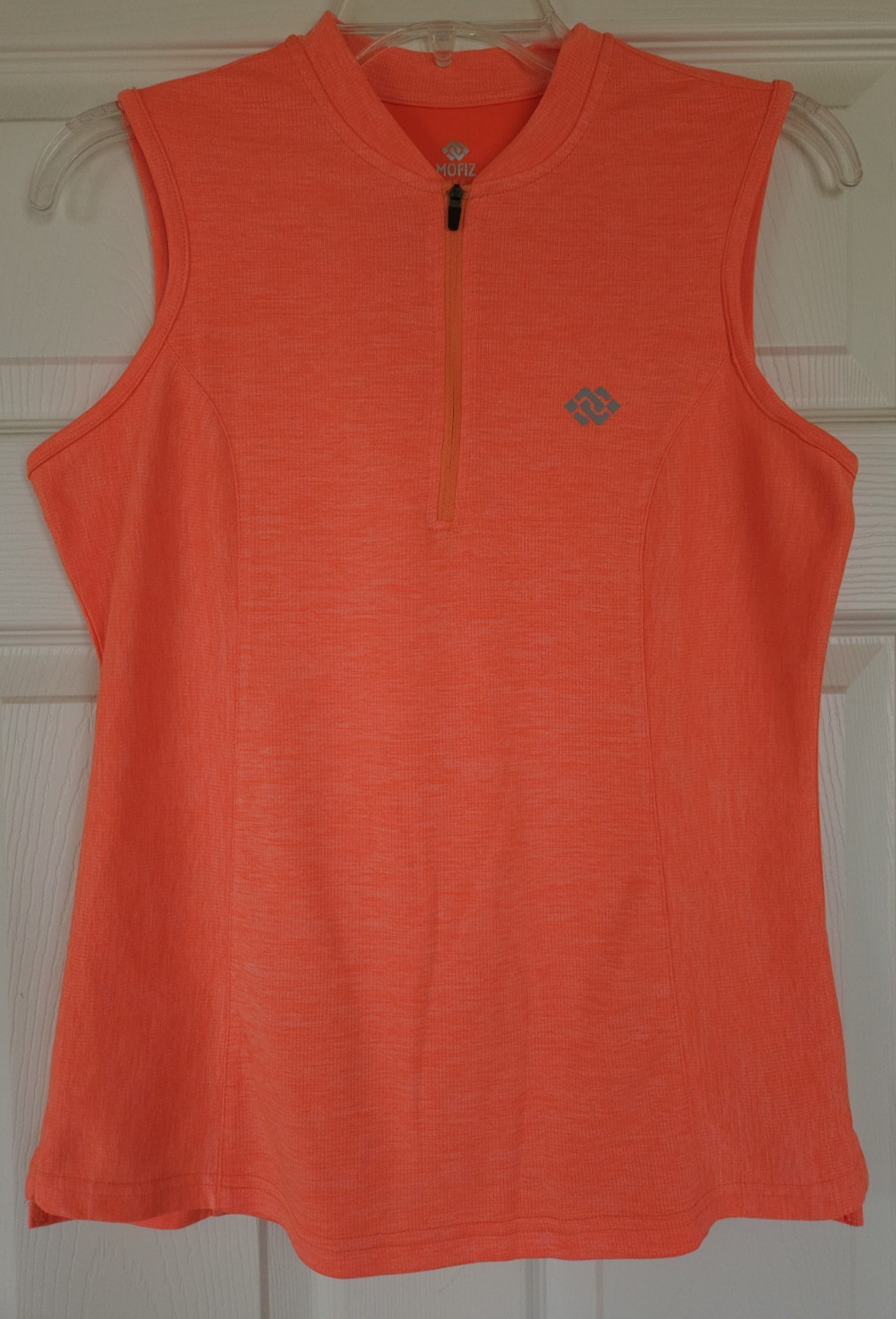 Mofiz Women Athletic Sleeveless Top Small Orange 1/4 Zip Golf Tennis Pickle Ball