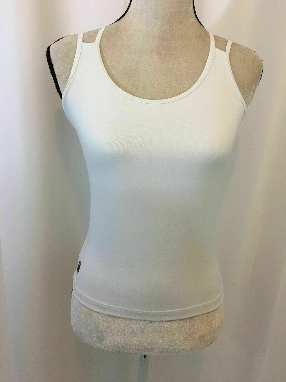 Fitness Fit Womens Solid White Athletic Tank Top Nylon Elastane Brazil Large