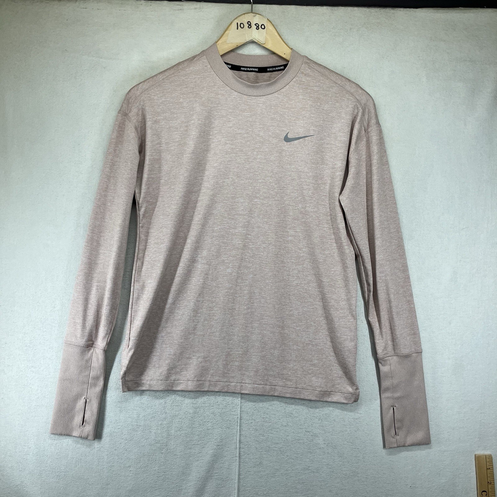 Nike Running Shirt Womens XS Pink Heather Dri Fit Long Sleeve Athletic Top